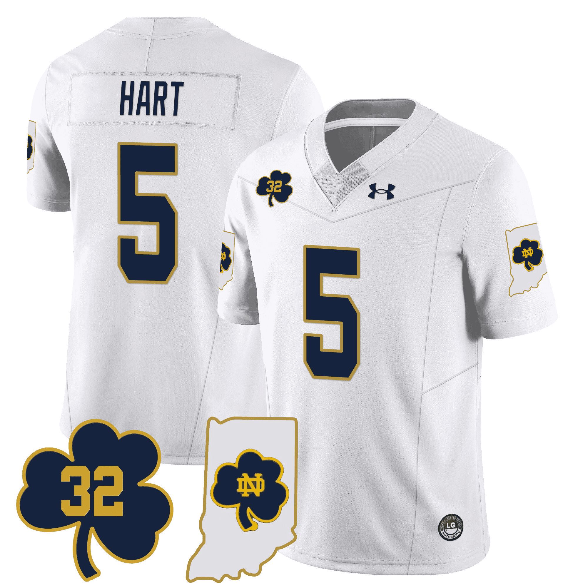 Men Notre Dame Fighting Irish #5 Hart White 2024 Vapor Limited NCAA Jersey